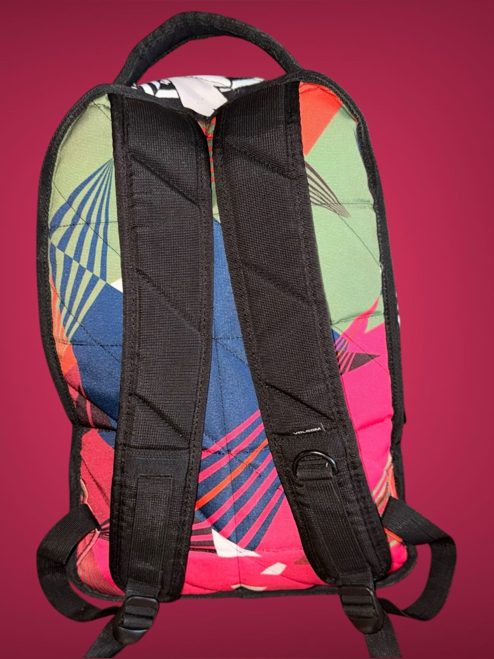 Volcom Patchwork Geometric Colorblock Skate Backpack Adjustable Straps - Picture 2 of 8